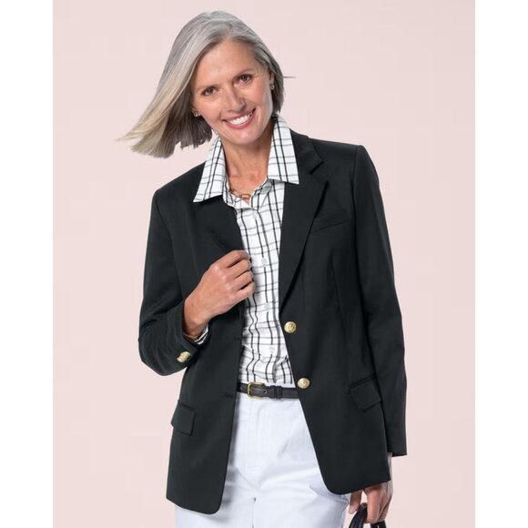 APPLESEED'S Classic Wool Black Gold Buttoned Blazer Size 14P NEW NWT - Picture 2 of 3